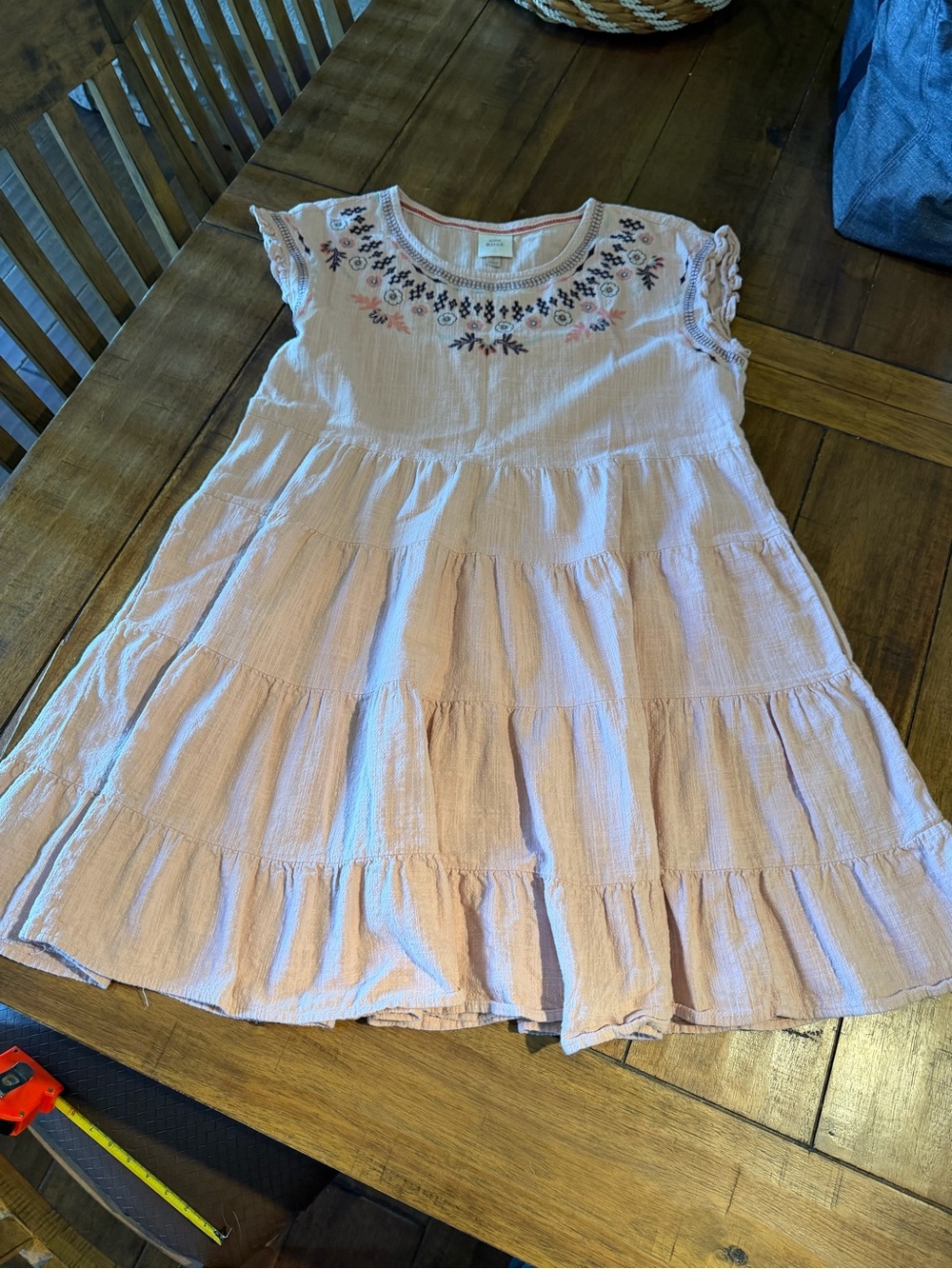 Knox Rose Light Pink Embroidered Tiered Dress
